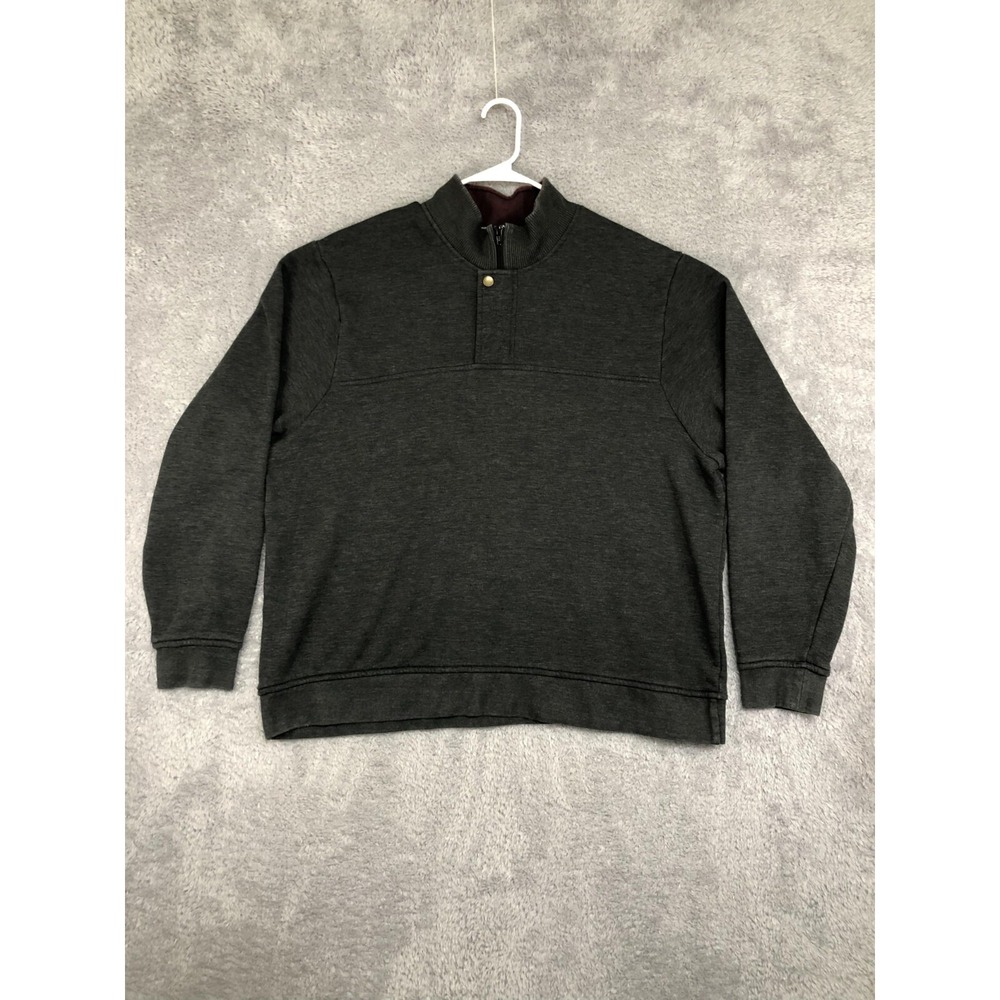 Orvis Sweatshirt Mens 2XL Grey 1/4 Zip Snap Button Long Sleeve